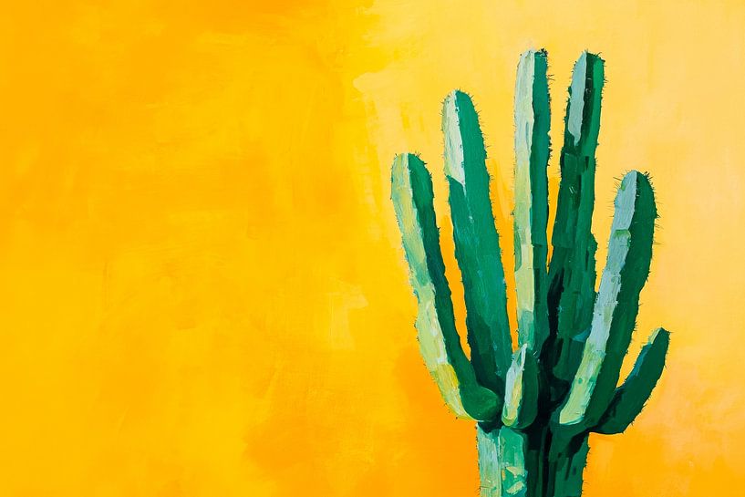 Cactus in front of a yellow background by Poster Art Shop