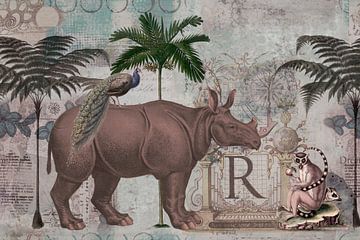 Rhinoceros Vintage Collage by Andrea Haase