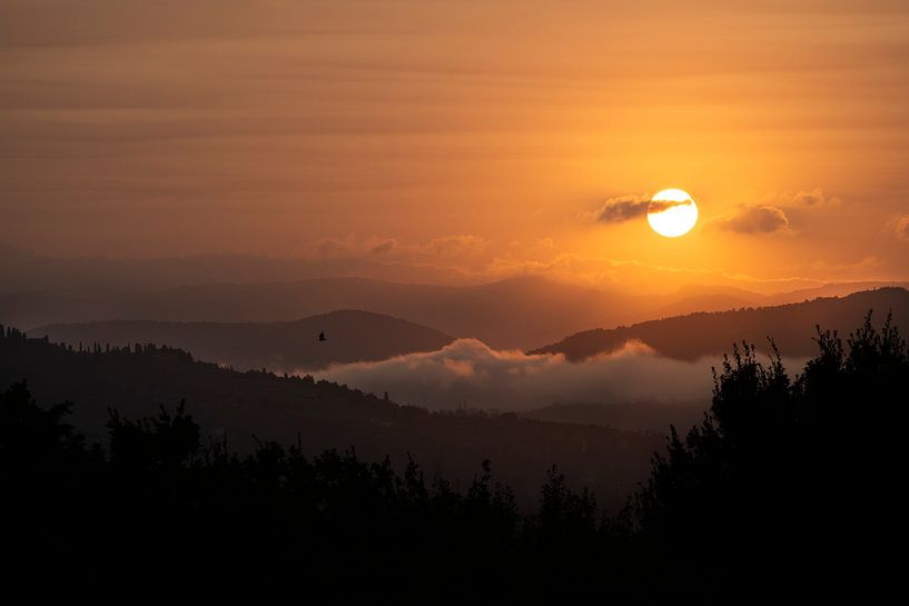 Zonsopkomst in Heuvels | Florence Italië van Waleson Photography