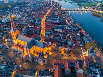 Kampen Bovenkerk in der Altstadt bei Sonnenuntergang von Sjoerd van der Wal Fotografie