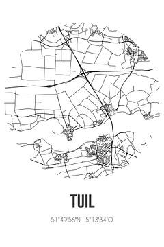 Tuil (Gelderland) | Karte | Schwarz und weiß von Rezona