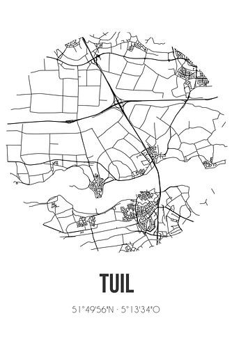 Tuil (Gelderland) | Landkaart | Zwart-wit