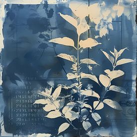 Blaue Cyanotypie Silhouette Pflanze von Ariadna de Raadt-Goldberg