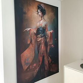 Klantfoto: Geisha, in pose van Carla van Zomeren, als artframe
