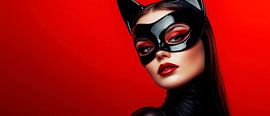 Futuristische Catwoman in Rot und Schwarz von Poster Art Shop