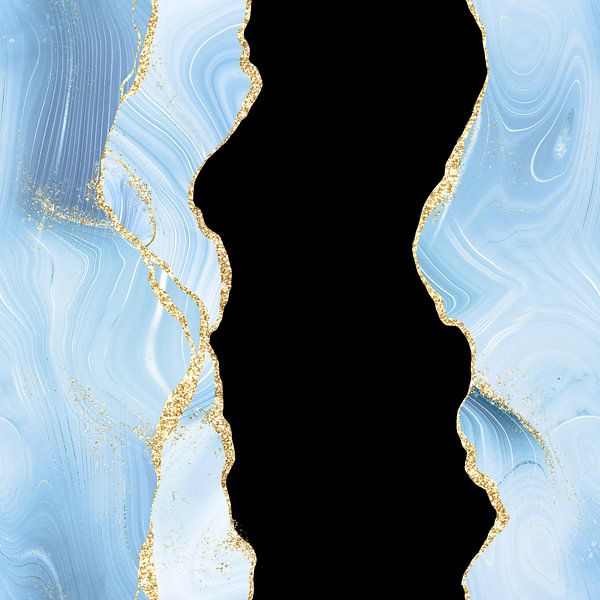 Blauw &amp; Goud Glitter Agaat Textuur 02 van Aloke Design