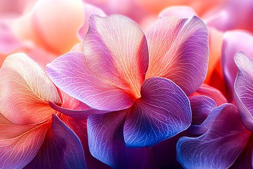 Kleurrijke bloembladeren in close-up