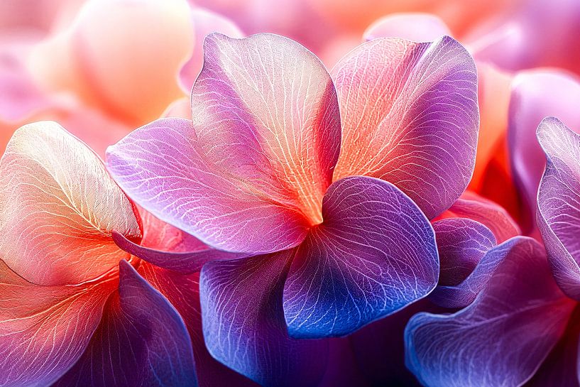 Bunte Blütenblätter in Großaufnahme von Art & Soul Creations