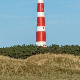 De rood en wit gestreepte vuurtoren van het Waddeneiland Ameland in het noorden van Nederland van Tonko Oosterink
