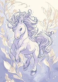 Einhorn mit floralen Blättern Illustration