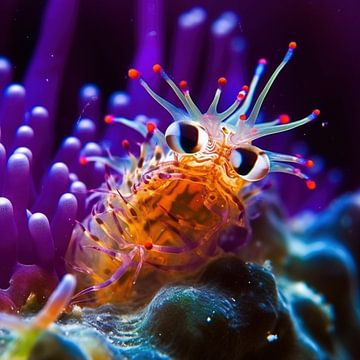 Colourful underwater creature among coral by Surreal Media