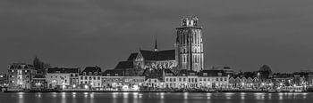 Panorama Grote Kerk of Dordrecht in black and white - 1