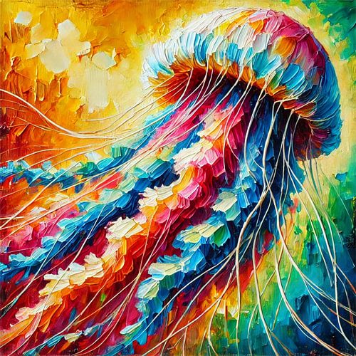 Kleurrijke diepten - Abstracte kwal in beweging