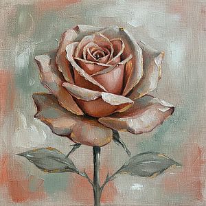 Dekoratives Vintage-Gemälde mit einer altrosa Rose