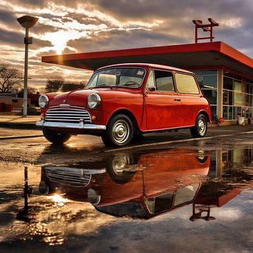 Oldtimer mini lang rood 03 van Ellen Reografie