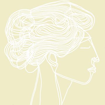Vrouwenhoofd wit op beige van Harmanna Digital Art