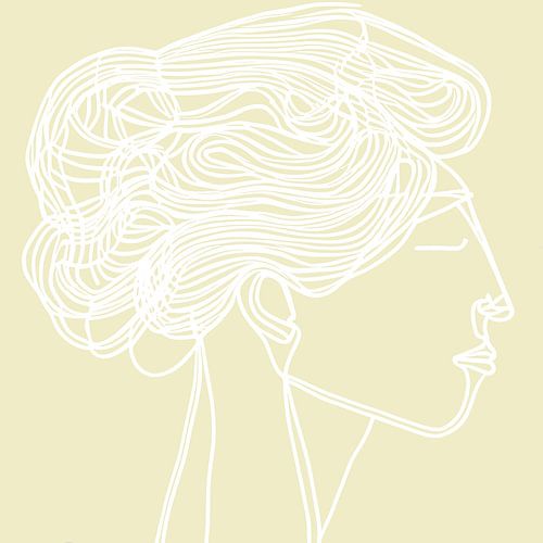 Frauenkopf weiß auf beige