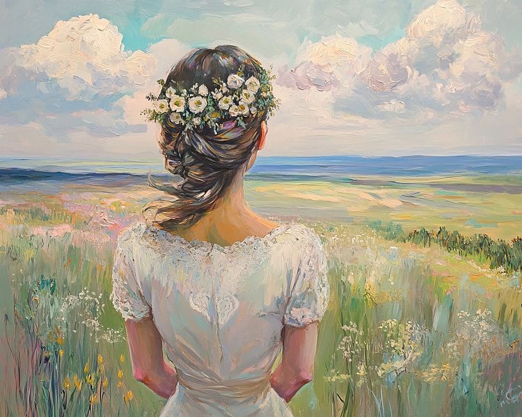 Zicht over veld en zee van Bloemen Studio