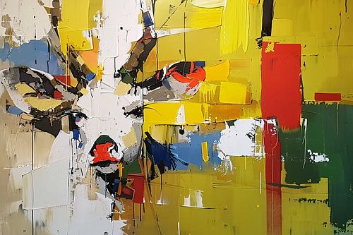 Kleurrijk abstract schilderij van een hert