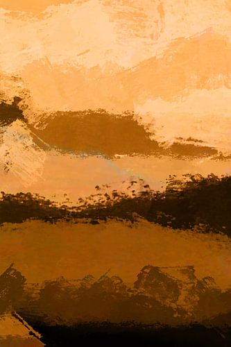Paysage aux teintes terreuses. Expressionnisme abstrait moderne.