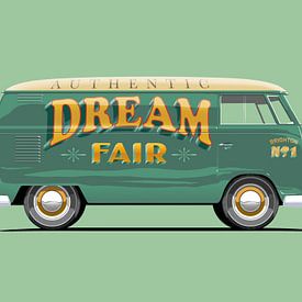 Vintage bus Dream reclame lettering van Ruben Ooms