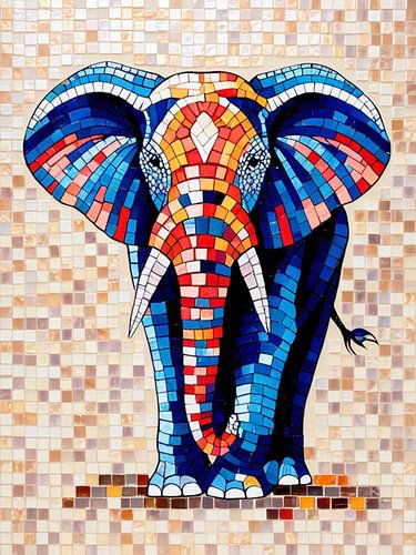 Un éléphant en mosaïque