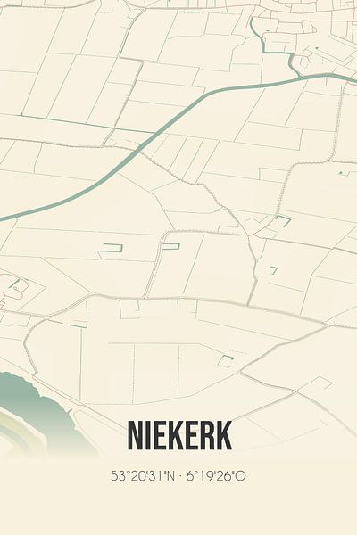 Vintage map of Niekerk (Groningen) by Prints of Place