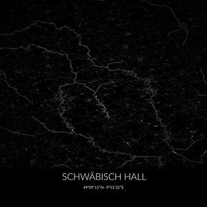 Carte en noir et blanc de Schwäbisch Hall, Baden-Württemberg, Allemagne. sur Rezona