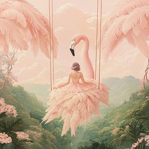 Der Schwung der rosa Federn