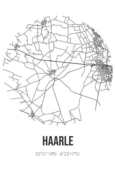 Haarle (Overijssel) | Carte | Noir et Blanc par Affiches de lieux