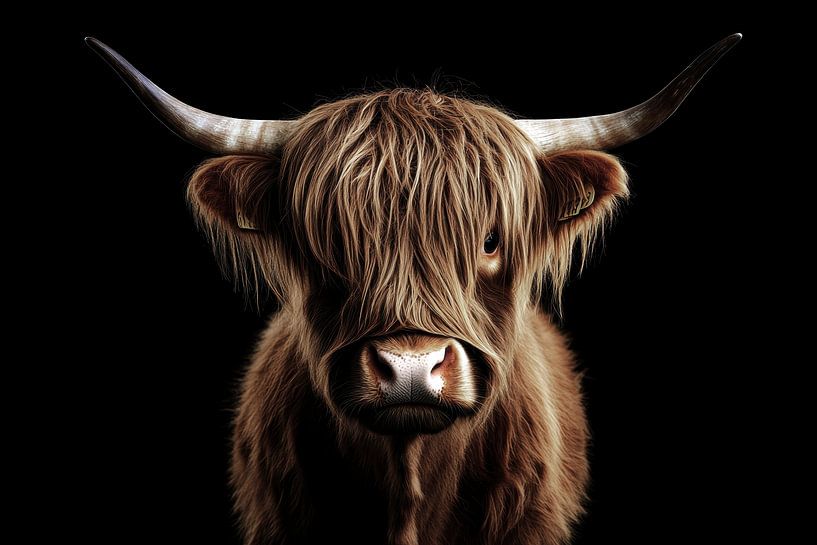 Highlander In Beautiful Light With A Mystical Radiance by Digitale Schilderijen
