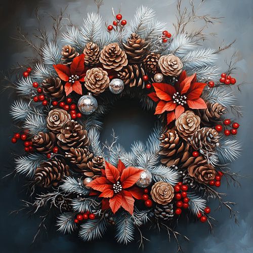Pine cone and red currant wreath