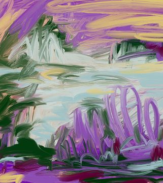 My heart is blue - abstract landscape digital painting by studio esther walter