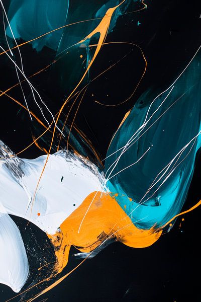 Farbenfrohes abstraktes Kunstwerk auf Schwarz von Poster Art Shop
