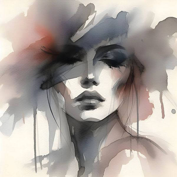 woman portrait watercolour by Jessica Berendsen