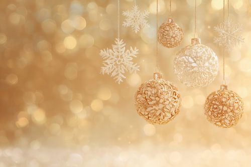 Christmas baubles in Golden Gloss Atmospheric Luxury