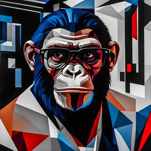 Chimpansee tussen Vorm en Ruimte van Bart Veeken
