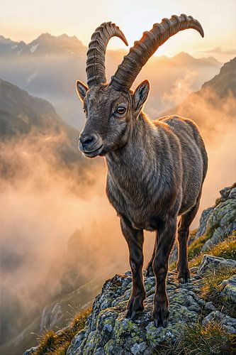 Steenbok in de alpengloed