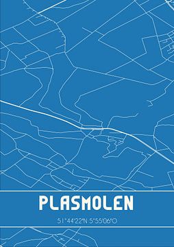 Blauwdruk | Landkaart | Plasmolen (Limburg) van MijnStadsPoster
