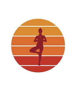 Yoga silhouet vrouw tegen zonnige achtergrond II van ArtDesign by KBK