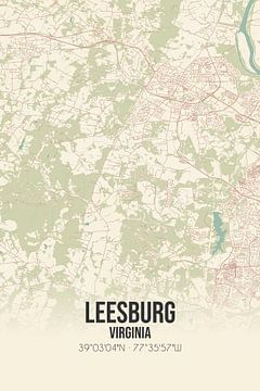 Carte ancienne de Leesburg (Virginie), USA. sur Rezona