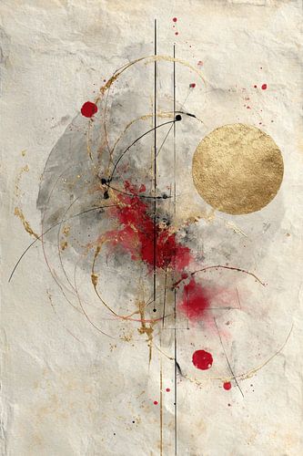 Abstrakte Malerei - Gold Rot Kraftvoll Organisch von Joriali Abstrakte Kunst