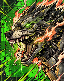 Kunstwerk „Kybernetischer mechanischer Wolf“ von jenaka bermain