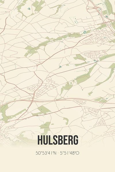 Vintage map of Hulsberg (Limburg) by Prints of Place