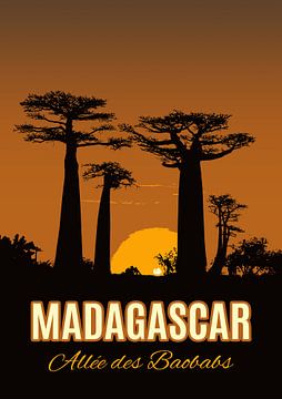 Vintage Poster,  Allée des Baobabs, Madagascar van Discover Dutch Nature