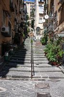 A staircase in the hilly buildings of Naples.