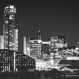 De skyline van het zakendistrict Brussel bij nacht | Zwart-Wit van Daan Duvillier | Dsquared Photography