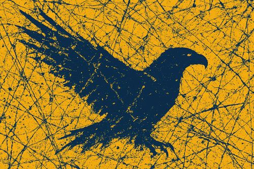 Corbeau volant avec éclaboussures