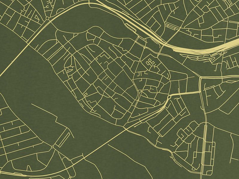 Map of Deventer Centrum in Green Gold by De Kaartenwinkel