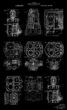 Blauwdruk van de Jessen Verbrandingsmotor (1921) – Mechanische Kunst in Detail van Zeger Knops